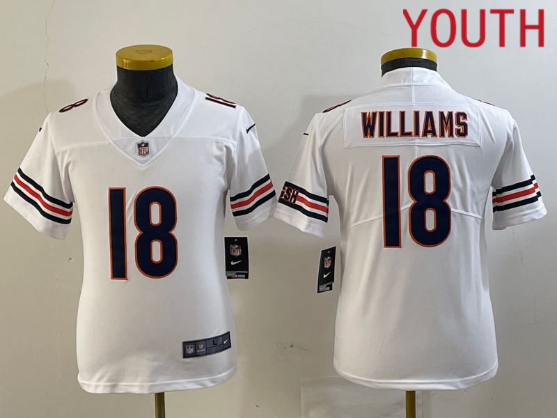 Youth Chicago Bears 18 Williams White Second generation 2024 Nike Limited NFL Jersey style 1